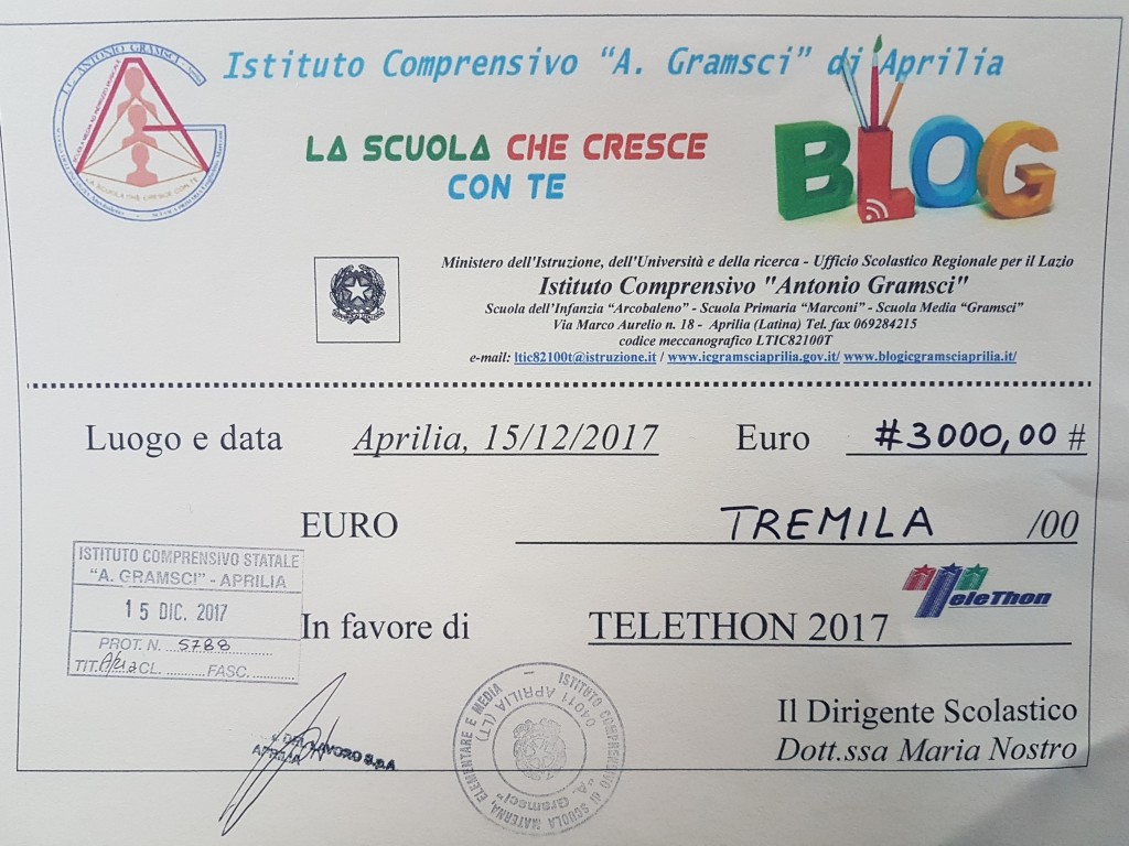 assegno telethon 2017