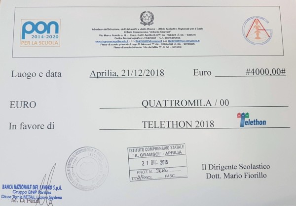 assegno telethon 2018
